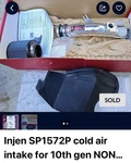 Injen Short Ram Cold Air Intake System Kit Silver #SP1572P. Fixed Price $150.00.
