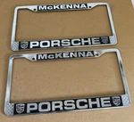 Nos Pair Mckenna Porsche Dealer Metal License Frames 911 Carrera 930 Turbo 928S. Fixed Price $166.00.