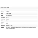 2002 Lexus LS430 Air Cleaner Assembly 1770050230. Fixed Price $189.99.
