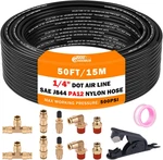 50 Ft 1/4 Dot Air Line With 10 Pcs Brass Fittings Kit For Bags Suspension. Fixed Price $38.42.