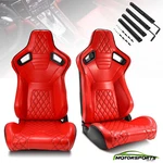 Red Pvc Leather Rear Black Carbon Fiber Sport Racing Seats W/slider Left/right. Fixed Price $255.98.