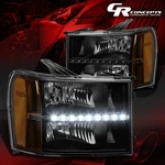 Pair Black Amber Led Drl Headlight Lamp Lh+rh For 2007-2014 Gmc Sierra GMT900. Fixed Price $128.95.