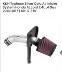 K&n Filters 69-1213TS Performance Air Intake System 13-17 Honda Accord. Fixed Price $325.00.